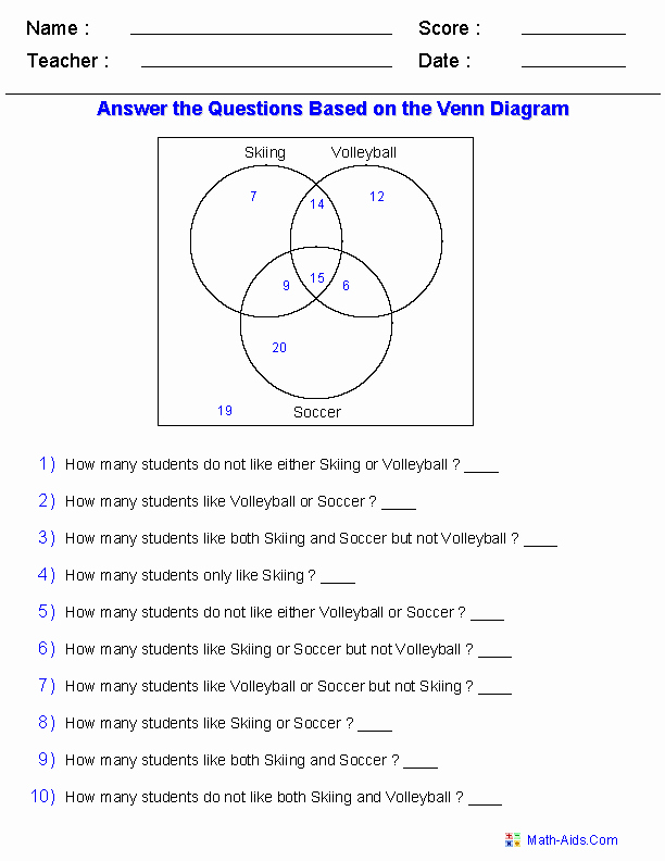 Venn Diagram Worksheets Beautiful Venn Diagram Worksheets