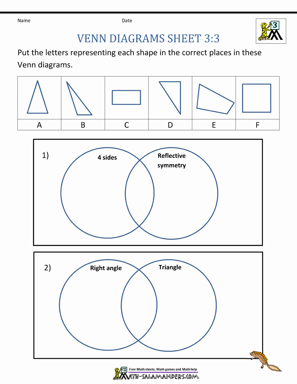 Venn Diagrams Worksheet Beautiful Venn Diagram Worksheets 3rd Grade
