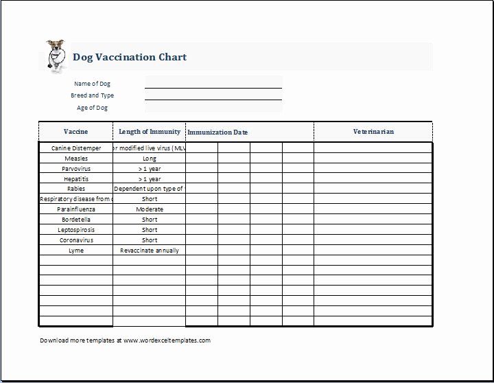Veterinary Medical Records Templates Fresh Dog Puppy Vaccination Chart Template at