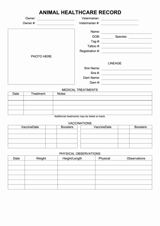 Veterinary Medical Records Templates Lovely 8 Pet Health Record Templates Free to In Pdf
