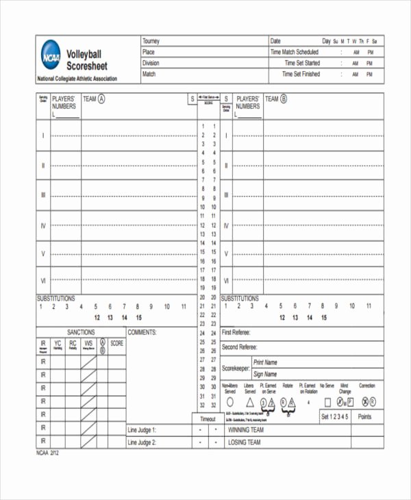 Volleyball Stat Sheet Template Awesome 14 Score Sheet Templates Free Samples Examples format
