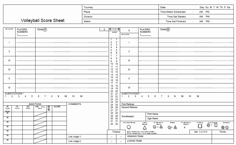 Volleyball Stat Sheet Template Beautiful 8 Free Sample Volleyball Score Sheet Templates Printable