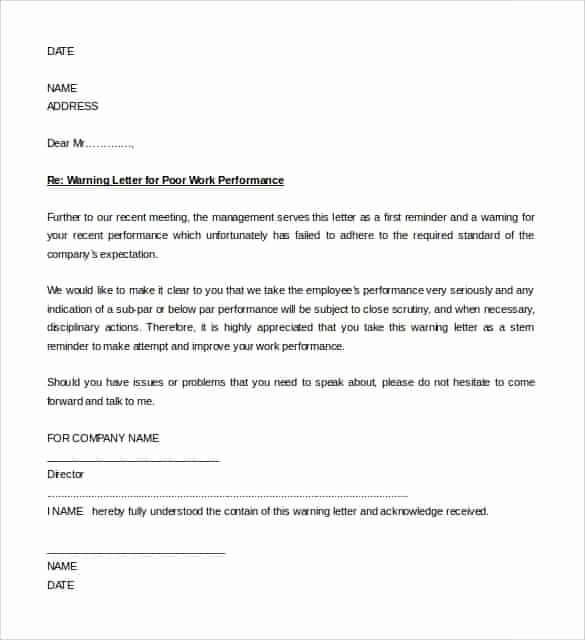 Warning Letter for Unsatisfactory Performance Beautiful A Warning Letter to An Employee
