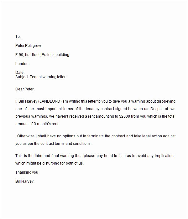 Warning Letter to Tenant Elegant Free 11 Warning Letters In Google Docs Ms Word