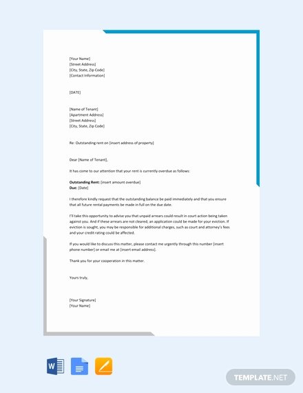 Warning Letter to Tenant Luxury Free Warning Letter to Tenant for Not Paying Rent Template