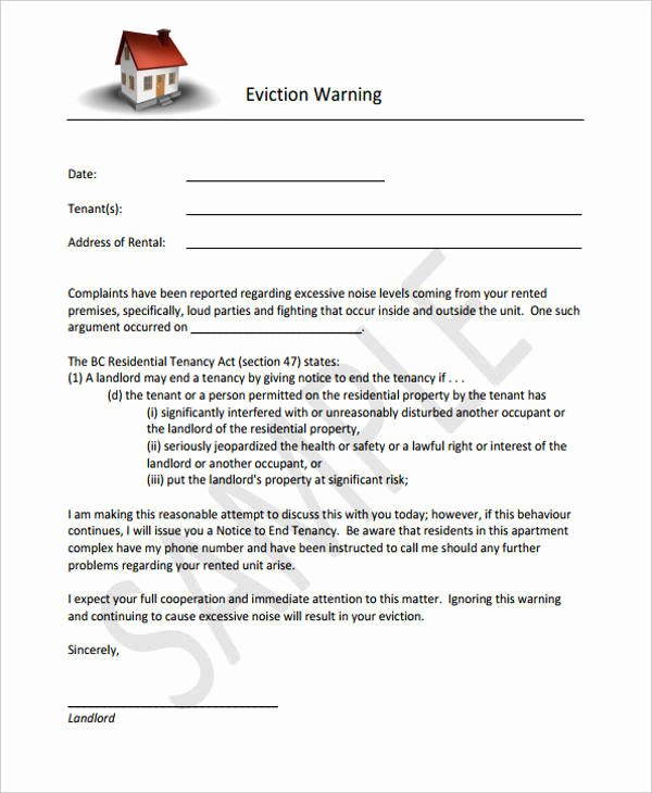 Warning Letter to Tenant Unique 24 Free Eviction Notices