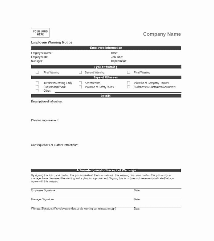 Warning Sheets for Employees Beautiful Employee Warning Notice Download 56 Free Templates &amp; forms