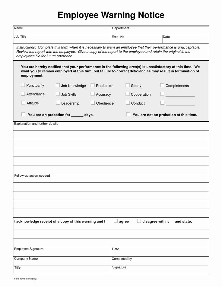 Warning Sheets for Employees Best Of Free Employee Write Up Sheets