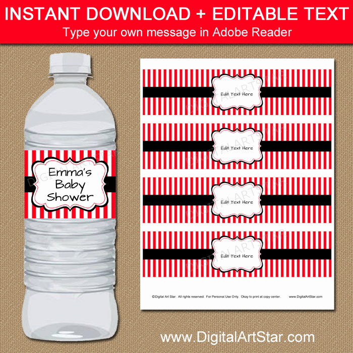 Water Bottle Template Free Luxury Red and Black Water Bottle Label Template Printable
