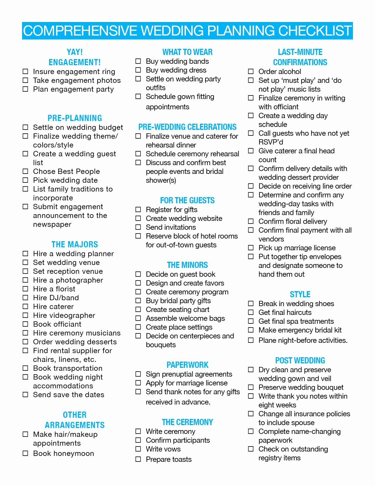 Wedding Day Checklist Printable Best Of Wedding Checklist Printable On Pinterest