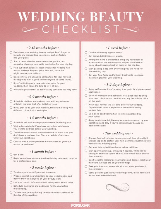 Wedding Day Checklist Printable Lovely Download the Ultimate Wedding Beauty Planning Checklist