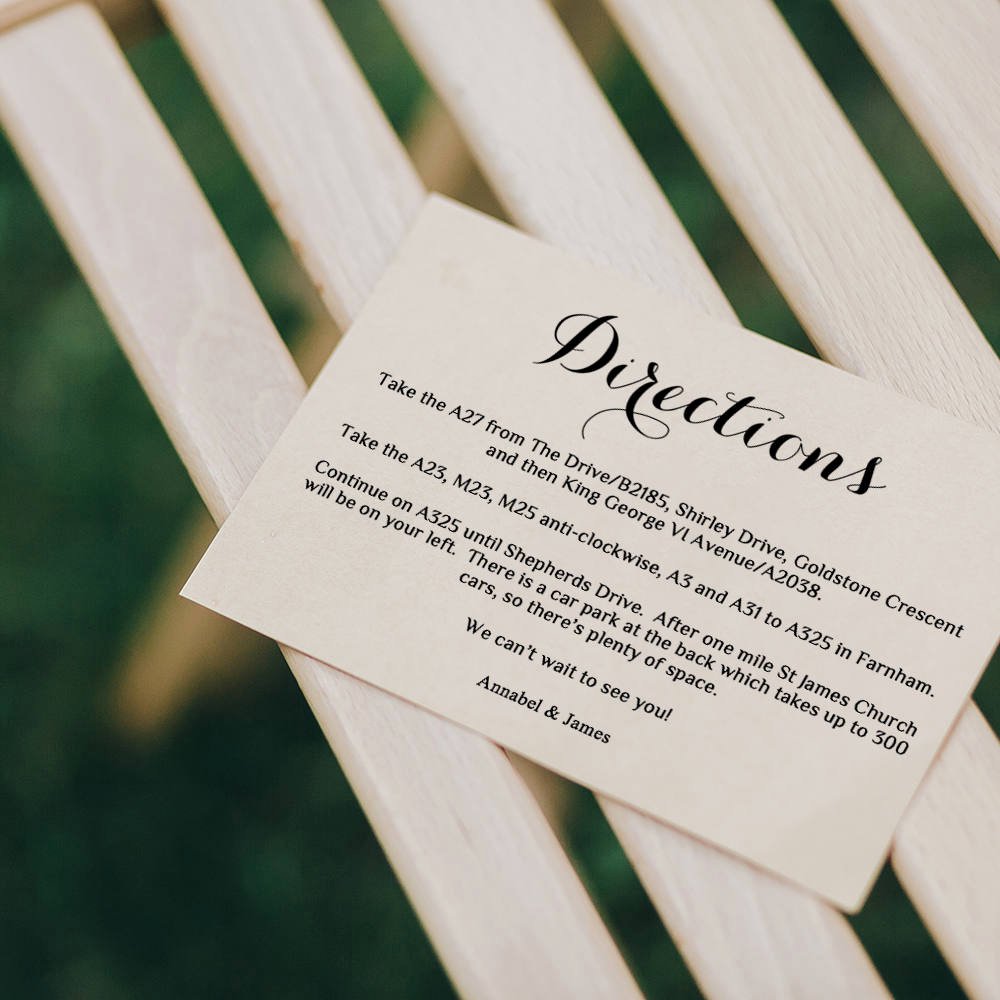 Wedding Direction Card Template Awesome Directions Card Printable Template Wedding Guest Enclosure