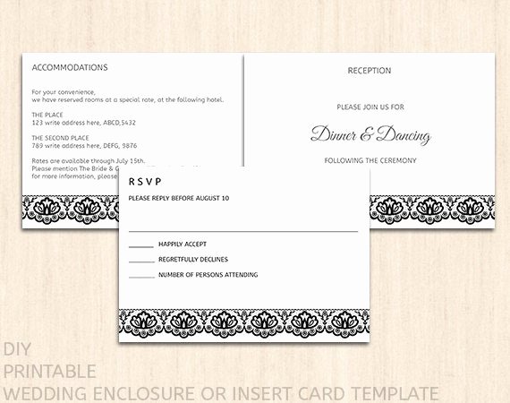 Wedding Direction Card Template Elegant Printable Wedding Enclosure Card Template by