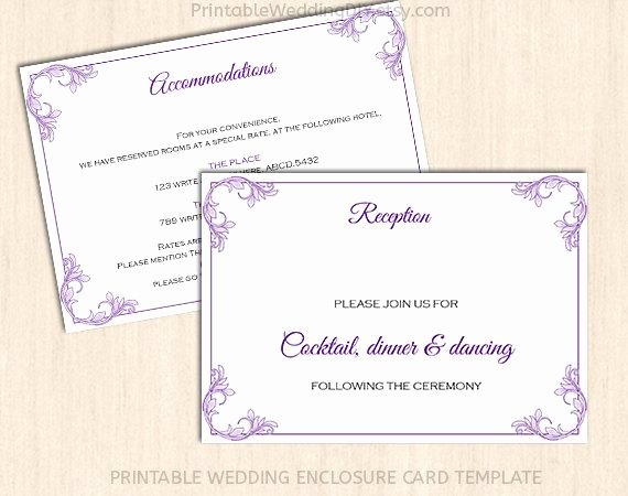 Wedding Direction Cards Template New Printable Wedding Enclosure Card Template Wedding Insert