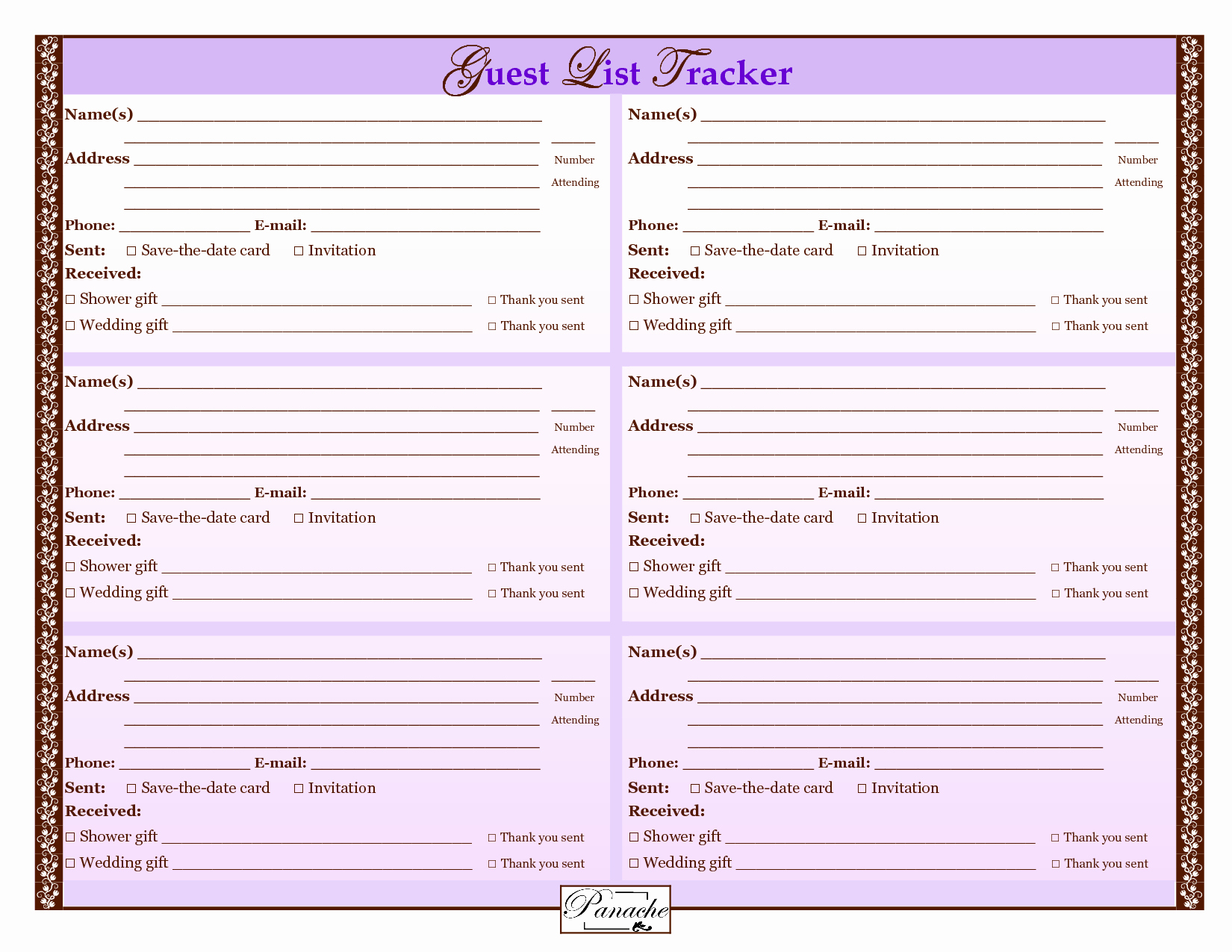 Wedding Guest List Template Printable Awesome Free Printable Wedding Guest List Template