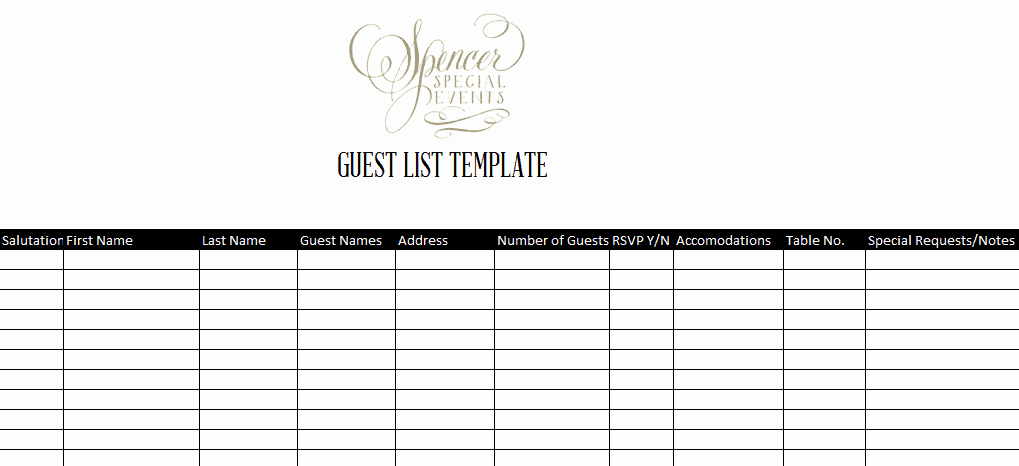 Wedding Guest List Template Printable Beautiful 7 Guest List Templates Excel Pdf formats