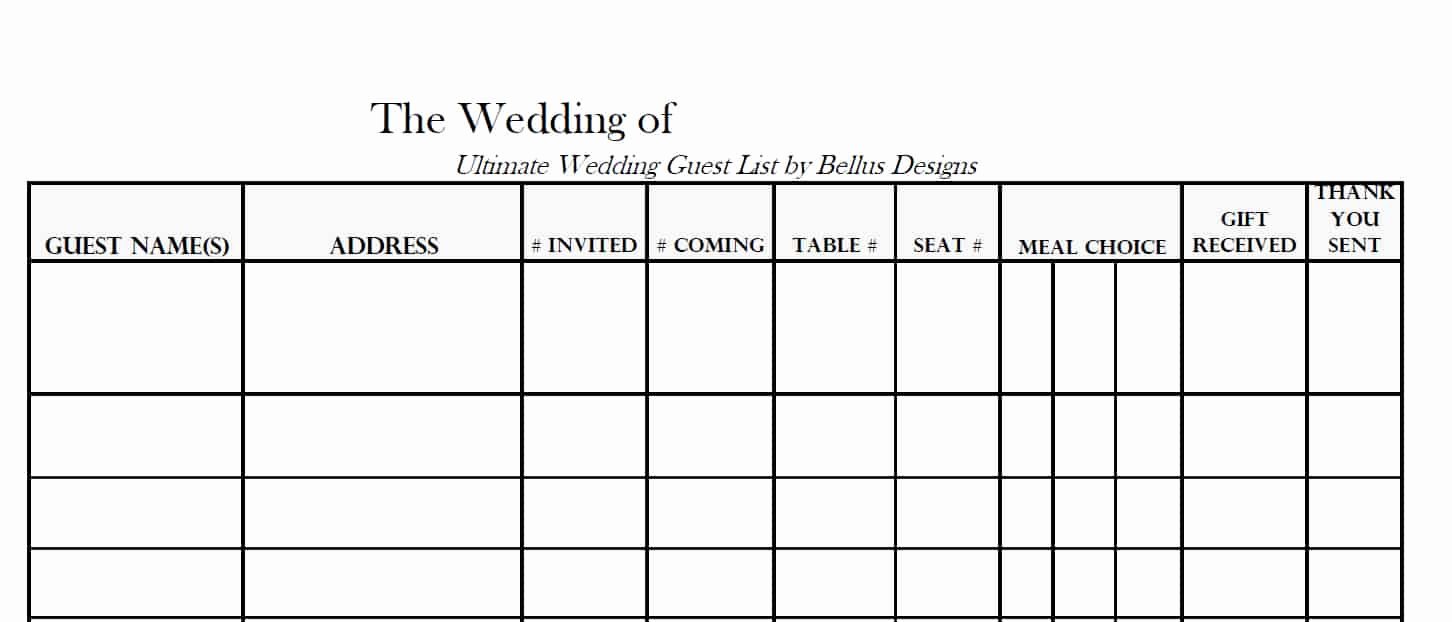 Wedding Guest List Template Printable Elegant 17 Wedding Guest List Templates Excel Pdf formats