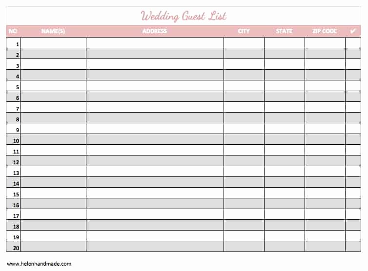 Wedding Guest List Template Printable Inspirational 17 Wedding Guest List Templates Excel Pdf formats