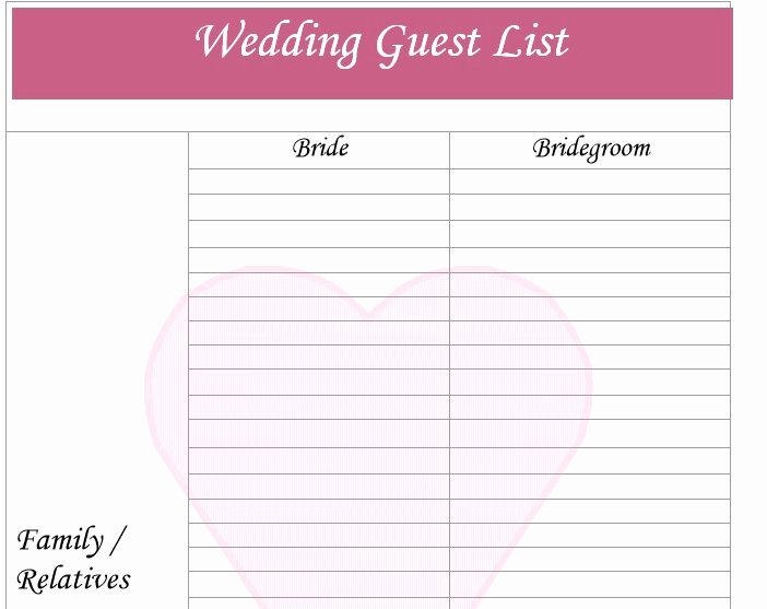 Wedding Guest List Template Printable Inspirational 30 Free Wedding Guest List Templates Templatehub