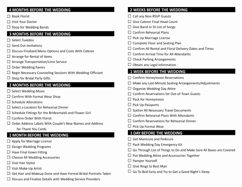 Wedding Planner Checklist Printable Awesome Wedding Planning Checklist
