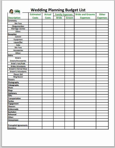 Wedding Planner Checklist Printable Elegant Free Wedding Planning Bud Checklist Printable Get It