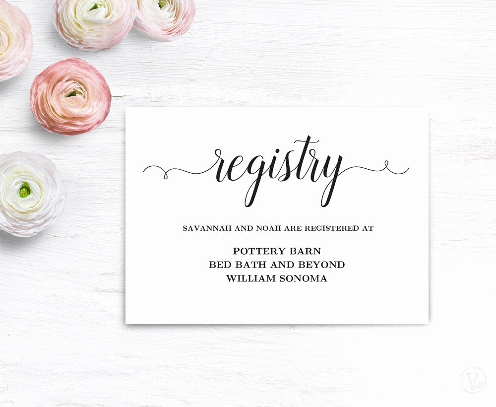 Wedding Registry Cards Template Awesome Gift Registery Card Template Printable Wedding Registry