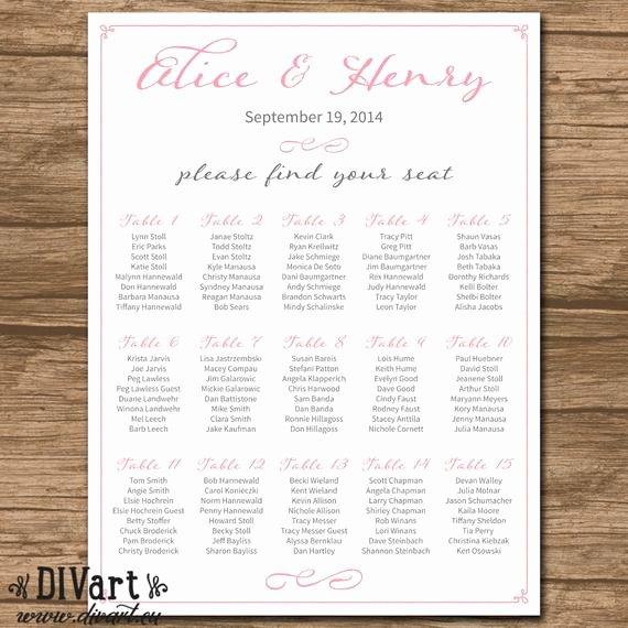 Wedding Seating Chart Alphabetical Unique Wedding Seating Chart Wedding Seating Plan Alphabetical or
