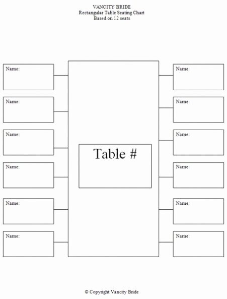Wedding Seating Chart Template Word Awesome Rectangular Table Chart for 12 Guests