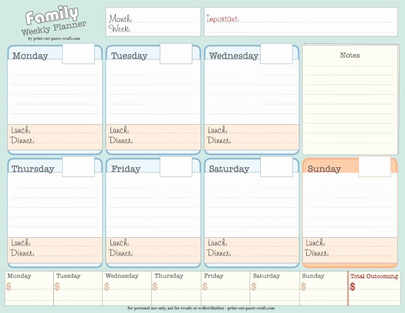 Weekly Family Planner Template Fresh Monthly Blog Planner