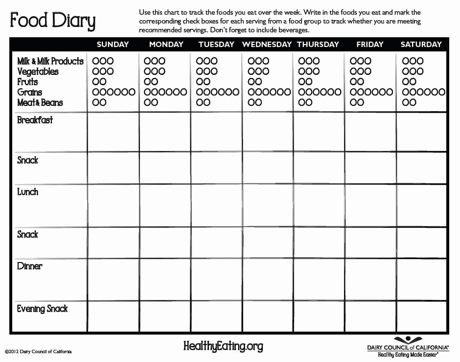 Weekly Food Diary Template Best Of 5 Free Food Journal Templates Excel Pdf formats