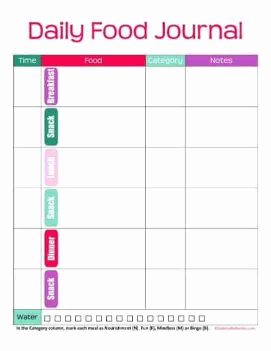 Weekly Food Diary Template Fresh 6 Food Journal Templates Excel Pdf formats