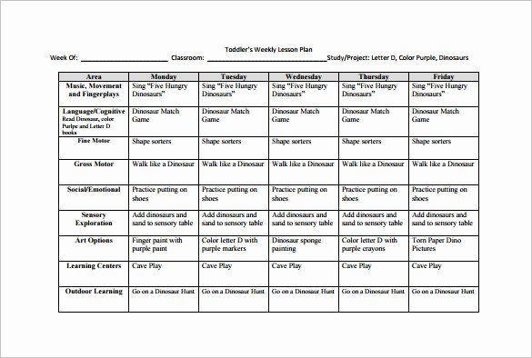 Weekly Lesson Plans for Infants Best Of Weekly Lesson Plan Template 10 Free Pdf Word format