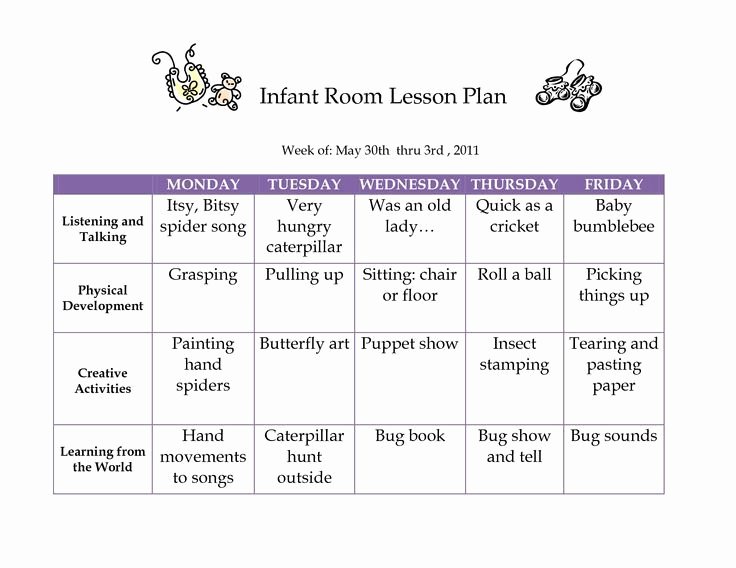 30 Weekly Lesson Plans For Infants Example Document Template