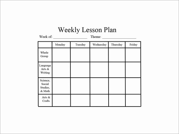 Weekly Lesson Plans for Infants Fresh Weekly Lesson Plan Template 10 Free Pdf Word format