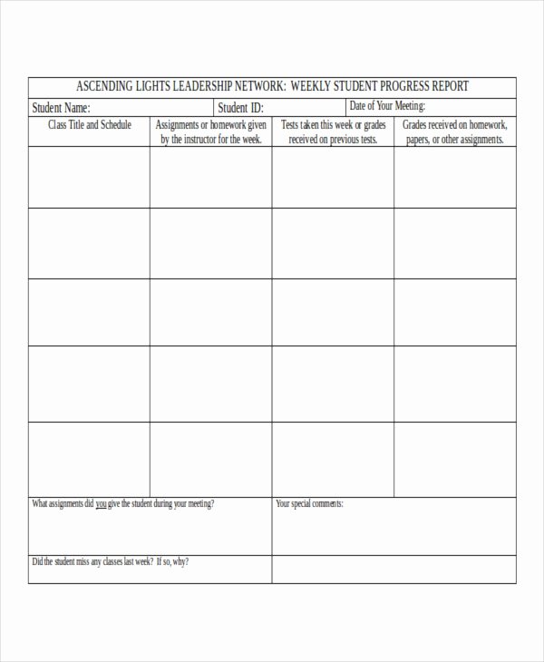 Weekly Progress Report Template Awesome Weekly Student Report Templates 5 Free Word Pdf format