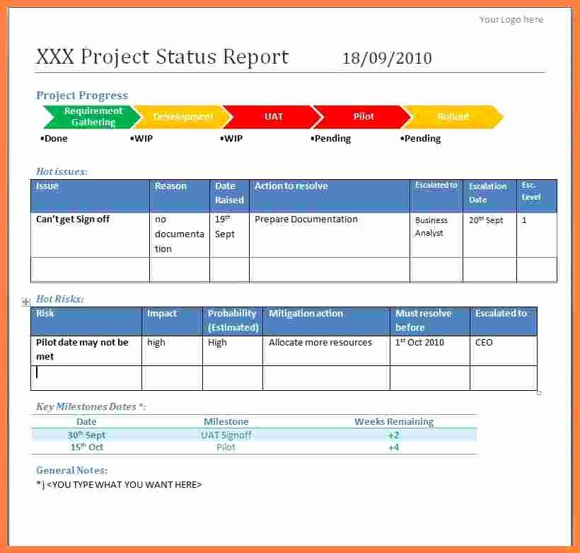Weekly Progress Report Templates Lovely Weekly Project Status Report Template Powerpoint