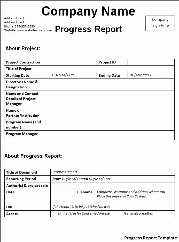 Weekly Progress Report Templates Luxury Progress Report Template