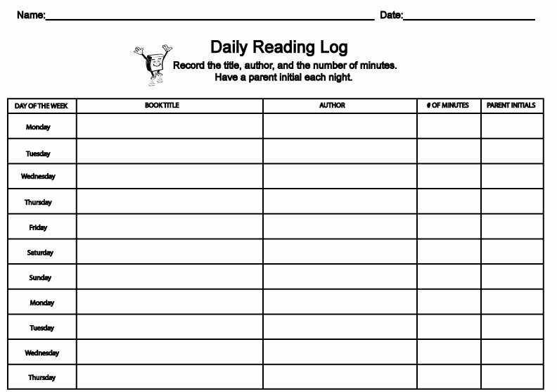 Weekly Reading Log Template Awesome Printable Reading Log for Elementary Grades
