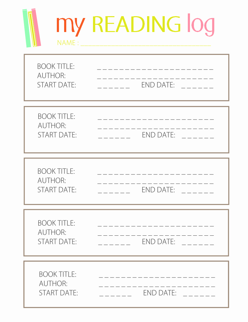 Weekly Reading Log Template New Printable Reading Log for Elementary Kids