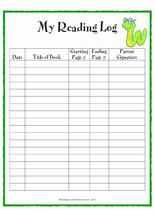 Weekly Reading Log Template Unique Daily Reading Log for Your Students