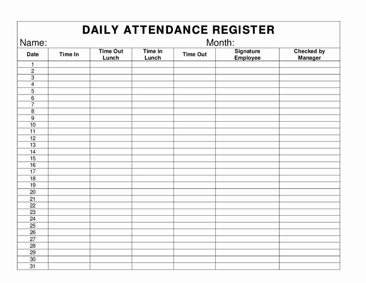 Weekly Sign In Sheet Fresh Daily attendance Overtime Register