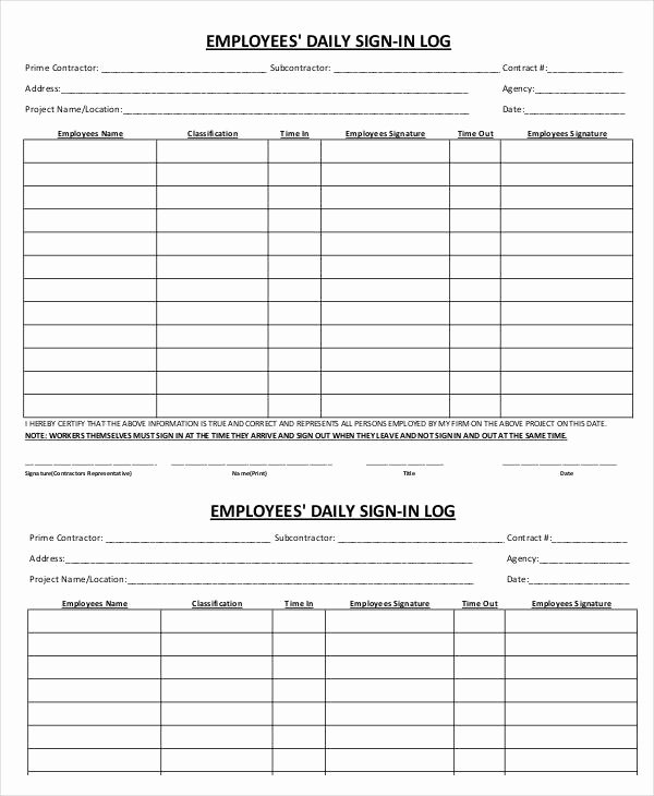 Weekly Sign In Sheet Fresh Employee Sign In Sheets 10 Free Word Pdf Excel