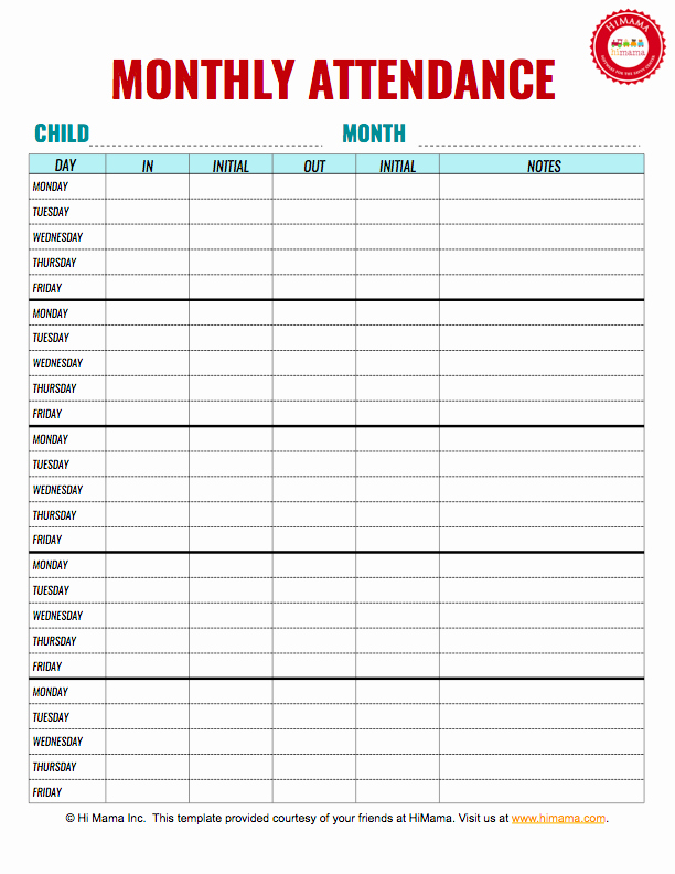 Weekly Sign In Sheet Lovely Daycare Sign In Sheet attendance Sheet Templates