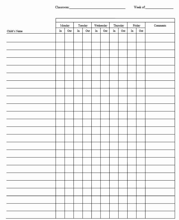Weekly Sign In Sheet Luxury 9 Free Sample Child Care Sign In Sheet Templates