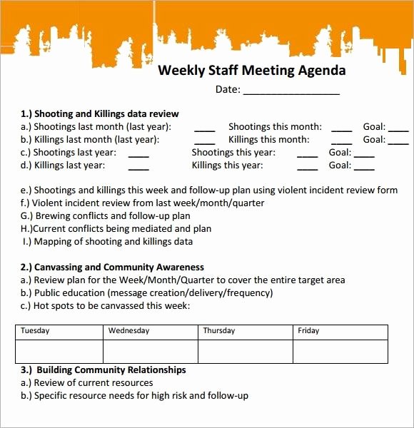 Weekly Staff Meeting Agenda New Best 65 Sample Weekly Agenda – Mega Gallery Image Site