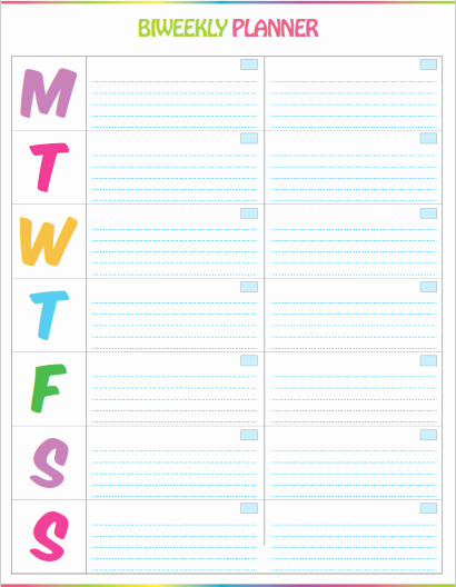 Weekly to Do List Printable Elegant Free Printable Bi Weekly Planner Cute &amp; Colorful Template