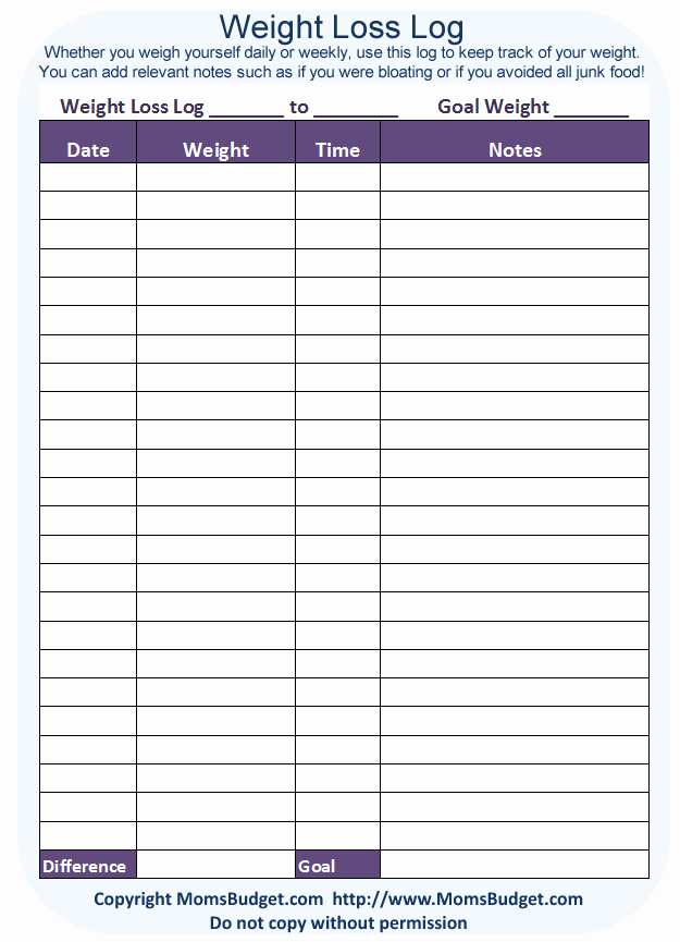 Weekly Weight Loss Tracker Best Of Weight Loss Log Free Printable Worksheet From