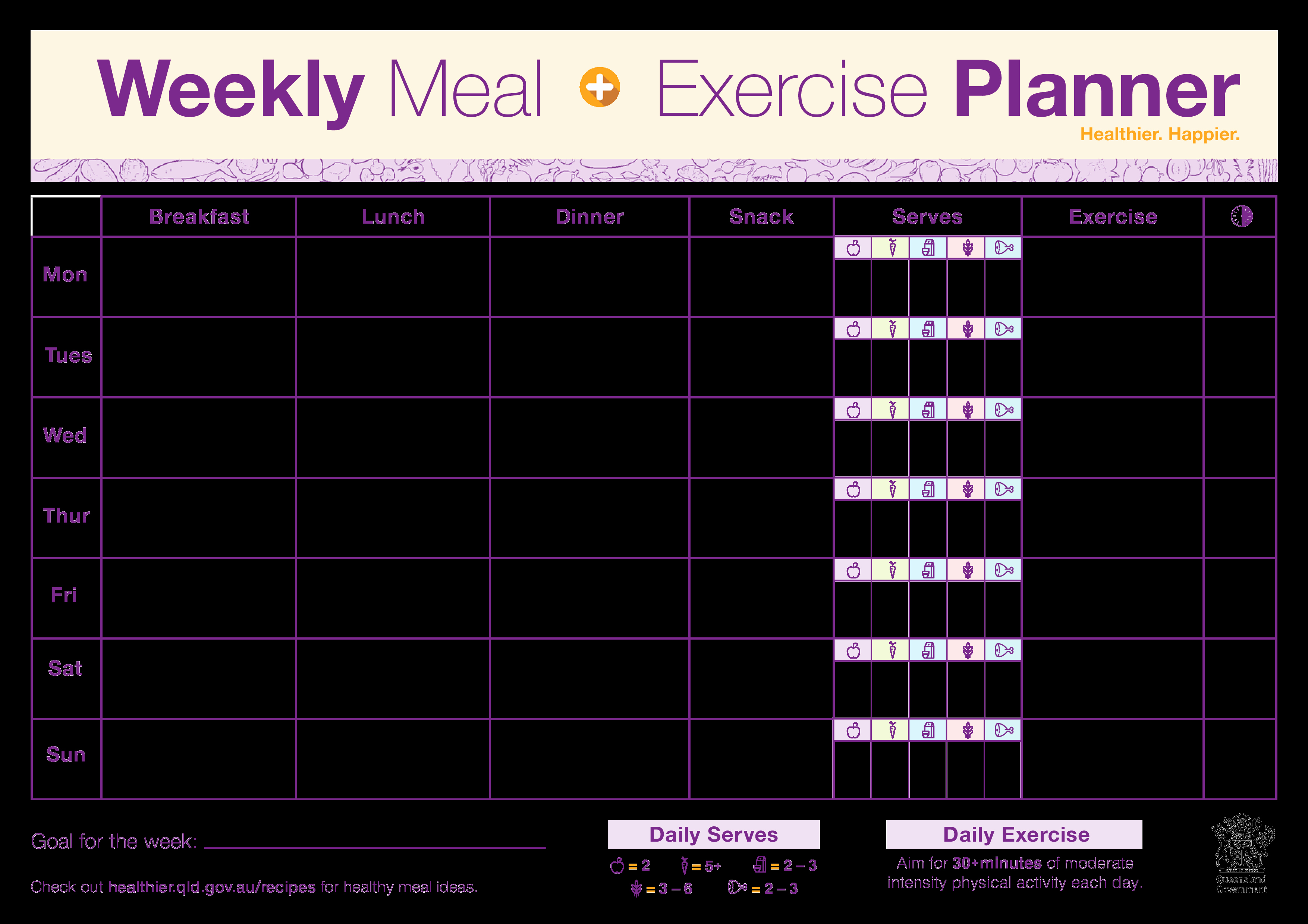 Weekly Workout Planner Template Beautiful Weekly Meal Exercise Planner