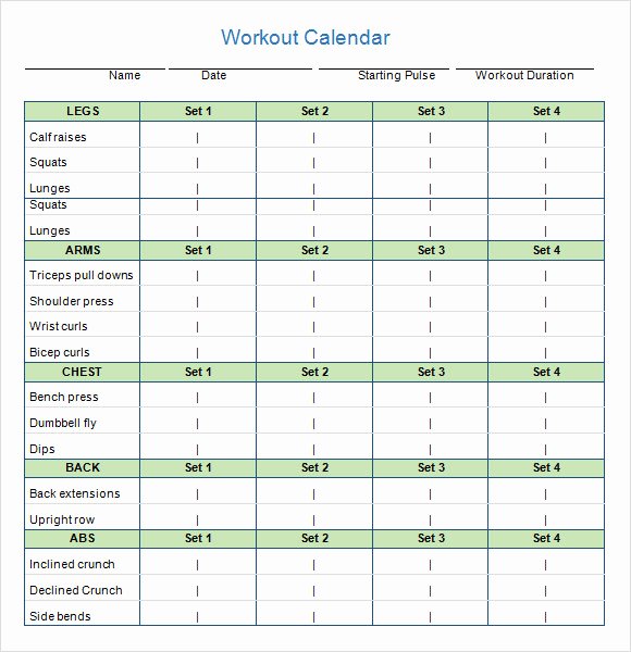 Weekly Workout Planner Template Lovely 10 Sample Workout Calendar Templates In Pdf
