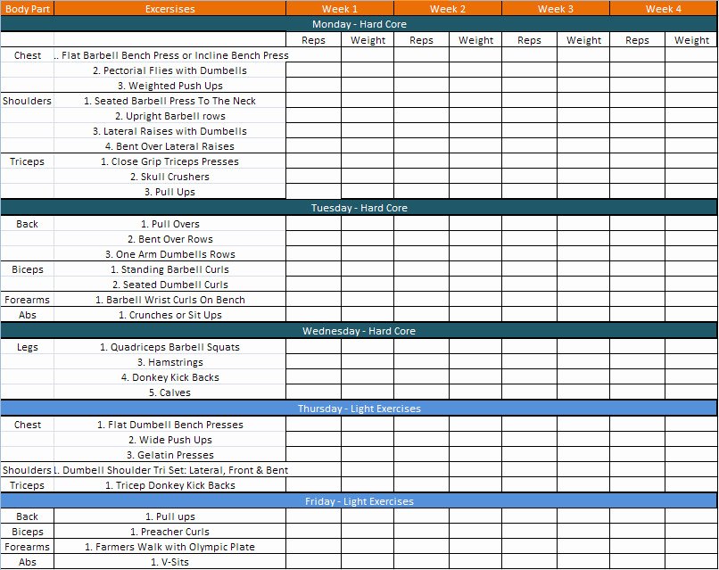 Weekly Workout Planner Template Lovely 29 Of Weekly Workout Schedule Template